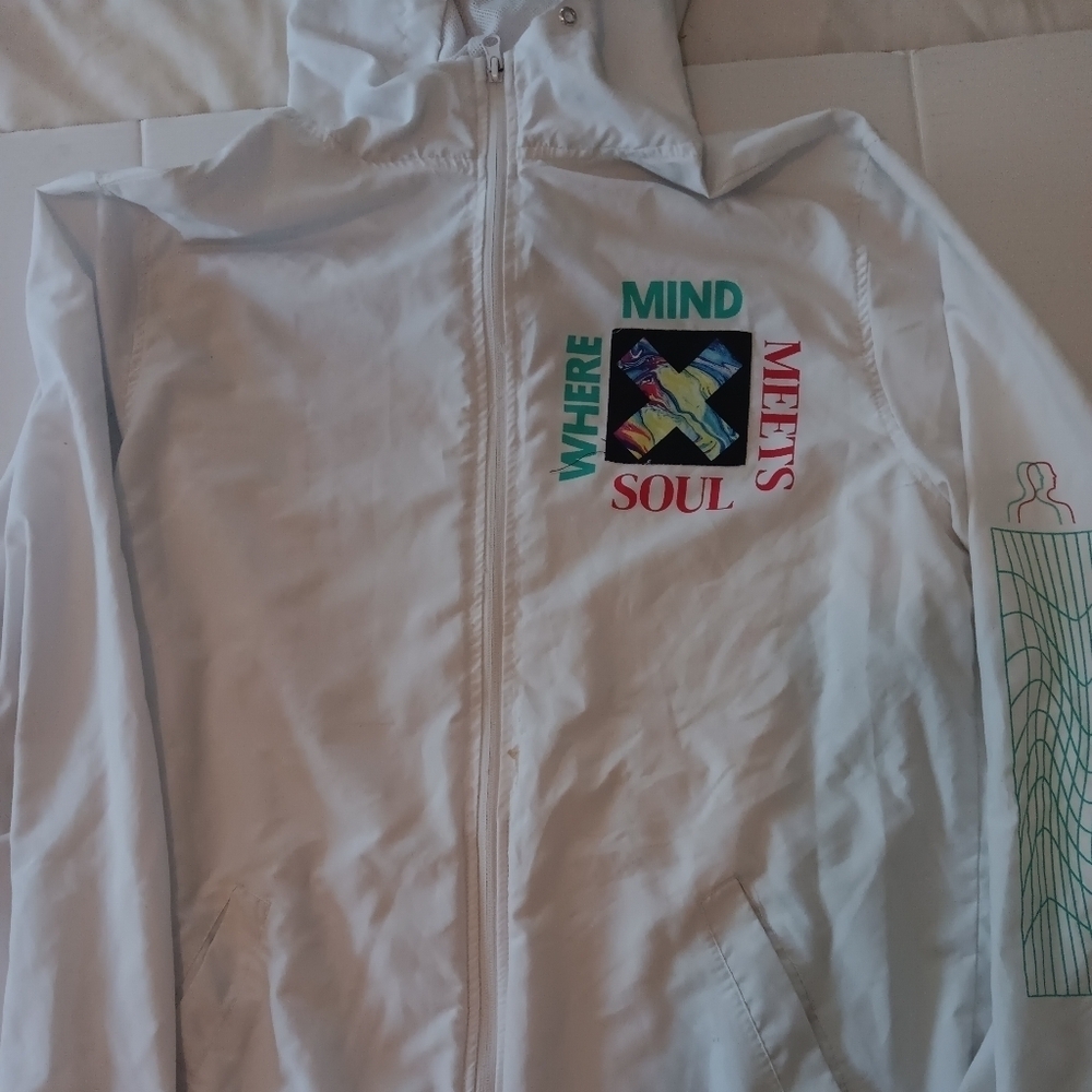 Where Mind Meets Soul Mens Windbreaker Jacket White Large